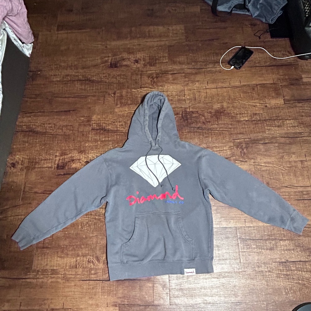 Diamond Supply Co. Gray Hoodie with Red Logo